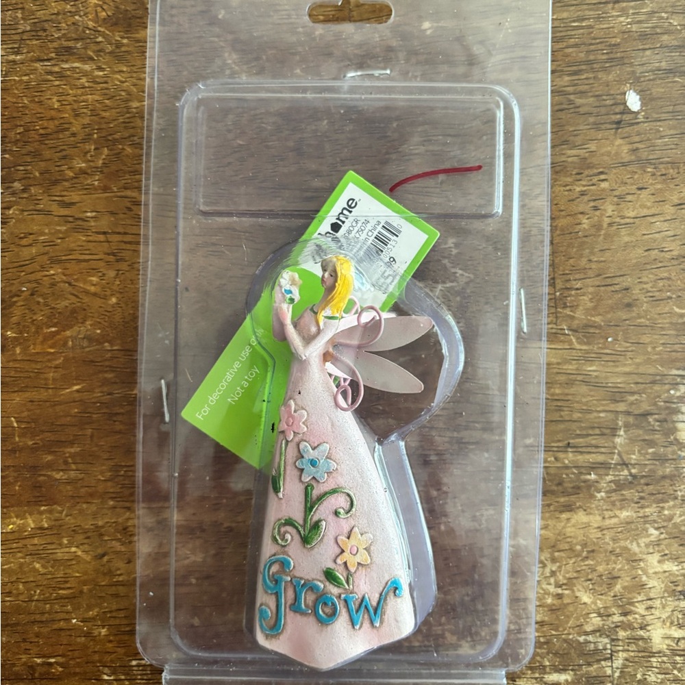 Resin Miniature Garden Fairy Figurine w/ GROW On Her Dress Decorative Sculpture